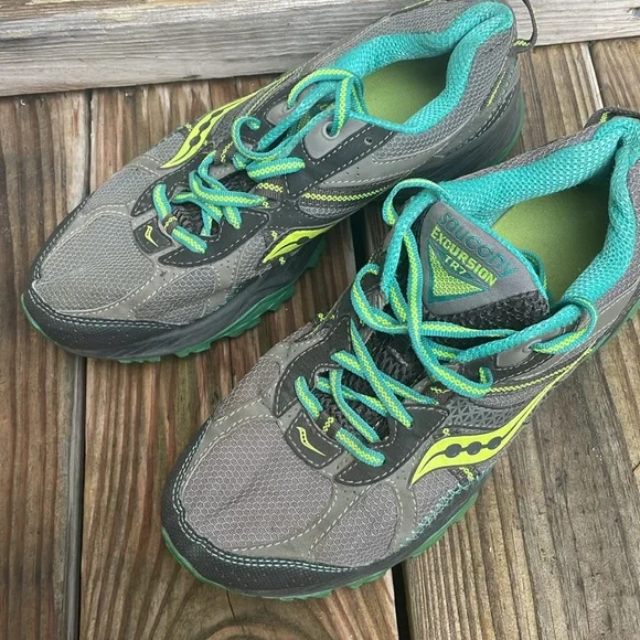 Saucony Women's Excursion TR7 Gray and Green Running Sneakers Size 8 - Picture 6 of 9